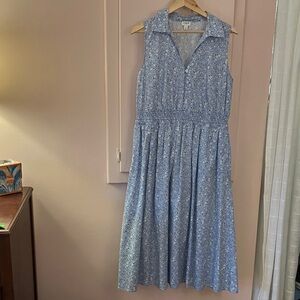 J. Crew Sky Blue Floral Sleeveless Midi Dress